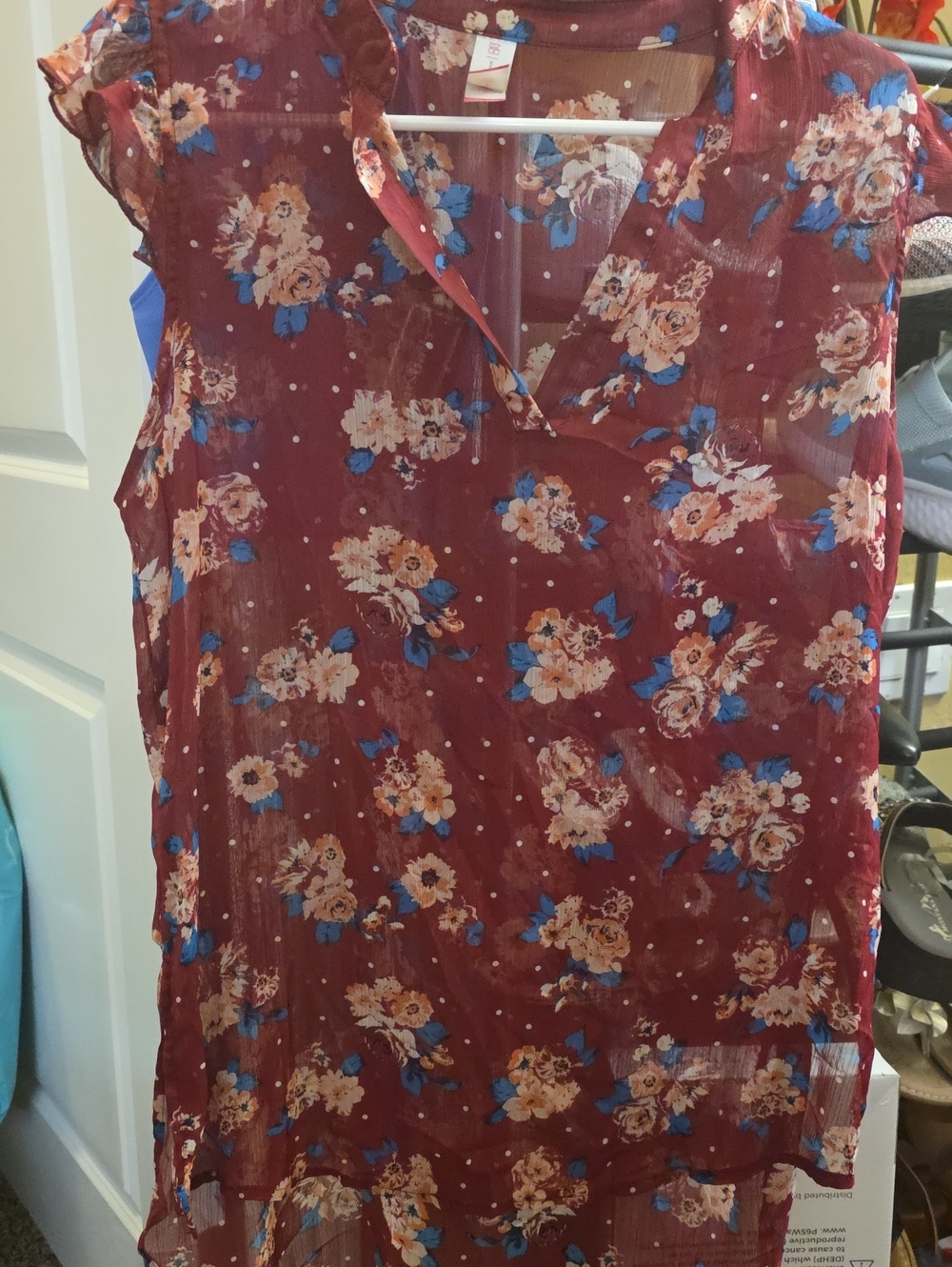 No Boundaries Burgundy Floral Sleeveless Tunic